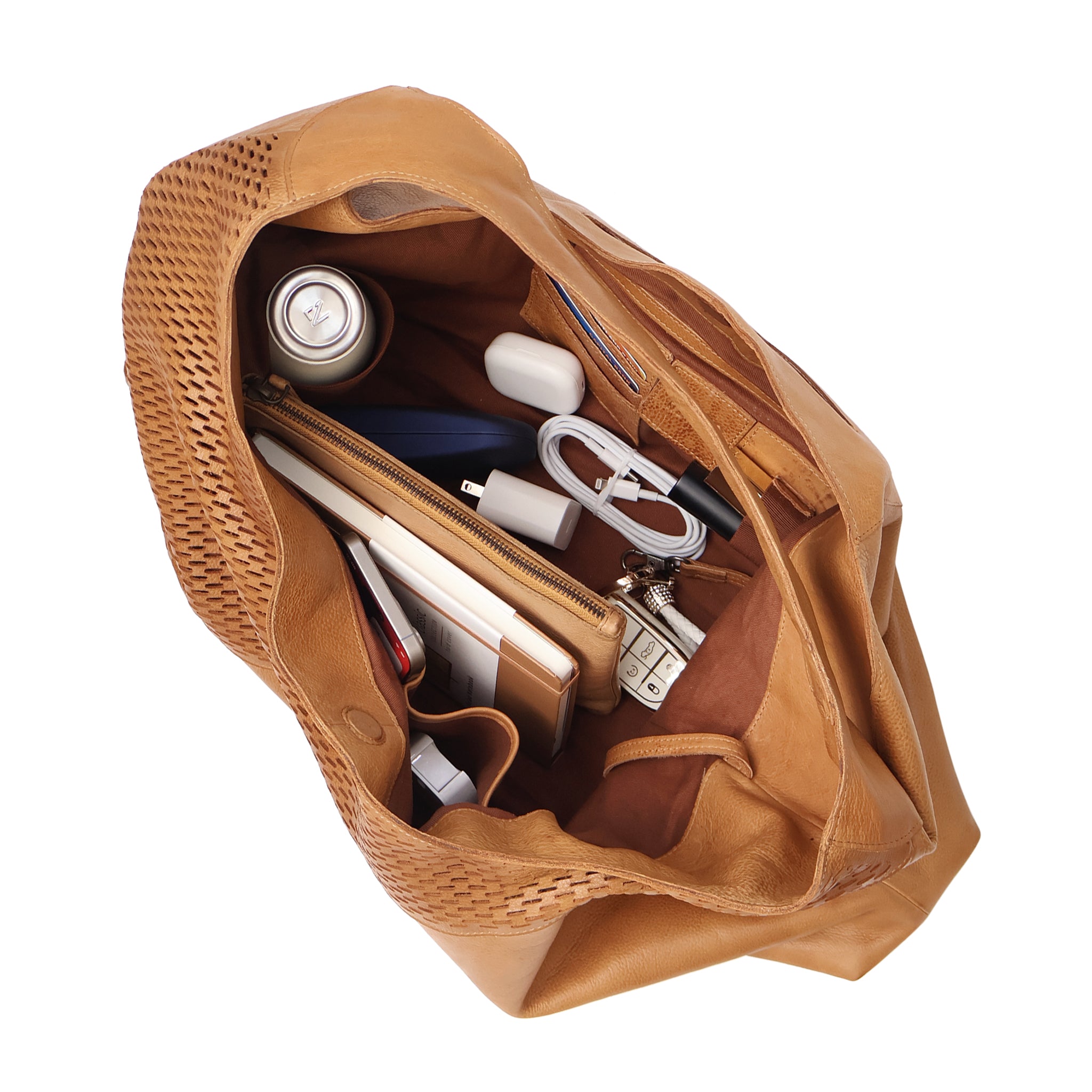 Lindsey Laser Leather Tote Bag - Image 5