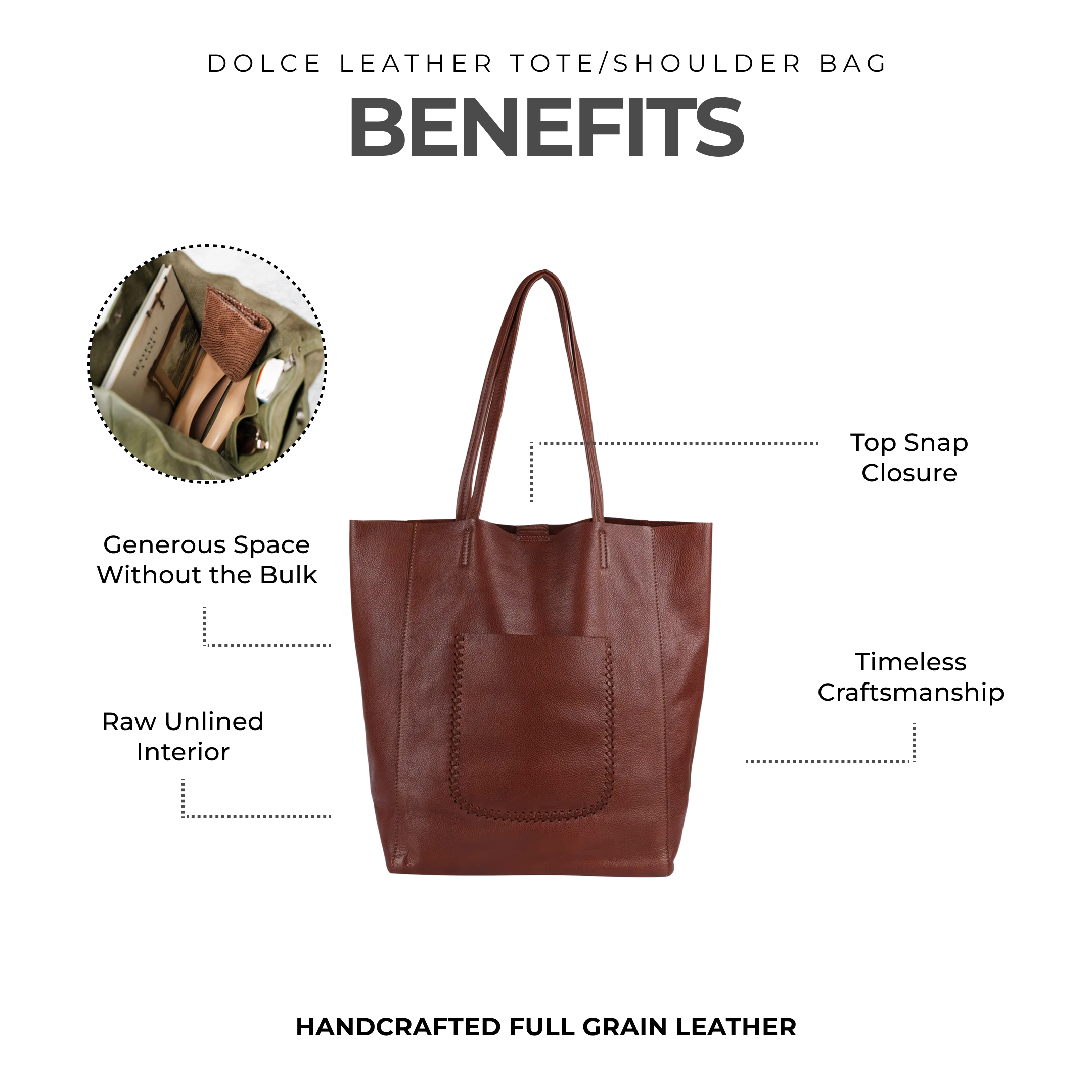 Dolce Leather Tote Bag - Image 16