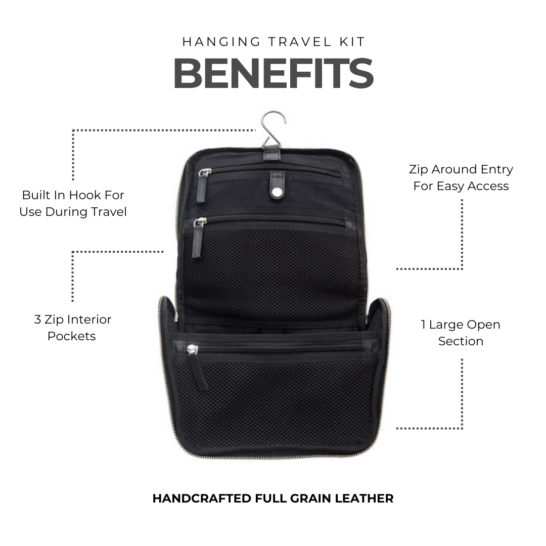 Hanging Leather Travel Kit - Image 3